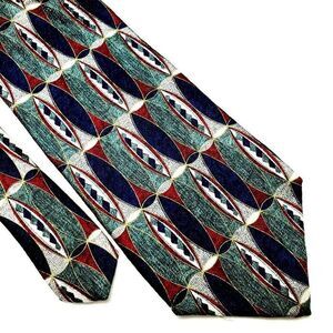 Pierre Cardin Green Silk Tie Abstract Print Wide‎
